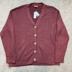 LL Bean Cardigan Sweater Womens 2X Pink Basket Weave Preppy Old Money Rosewood